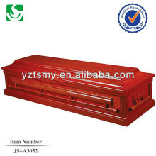 Punho de madeira clássico americano laca vermelha forro do caixão
